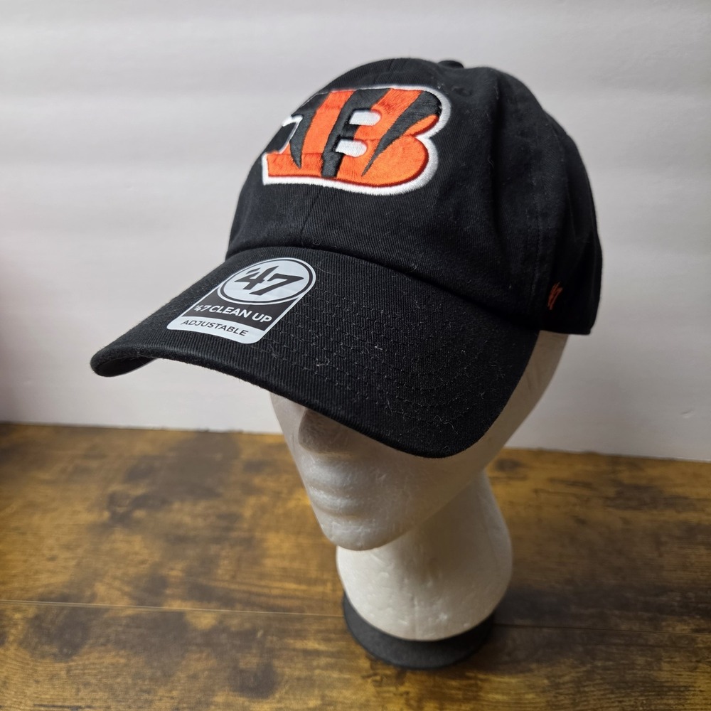 Cincinnati Bengals '47 Brand Clean Up Adjustable Hat Cap Black NFL Dad Hat NWT